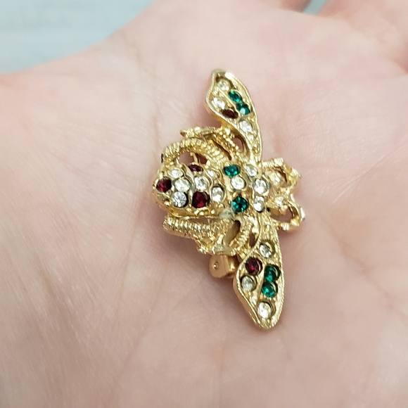 Bejeweled Bumblebee Rhinestone Gold Brooch Pin - Picture 2 of 7